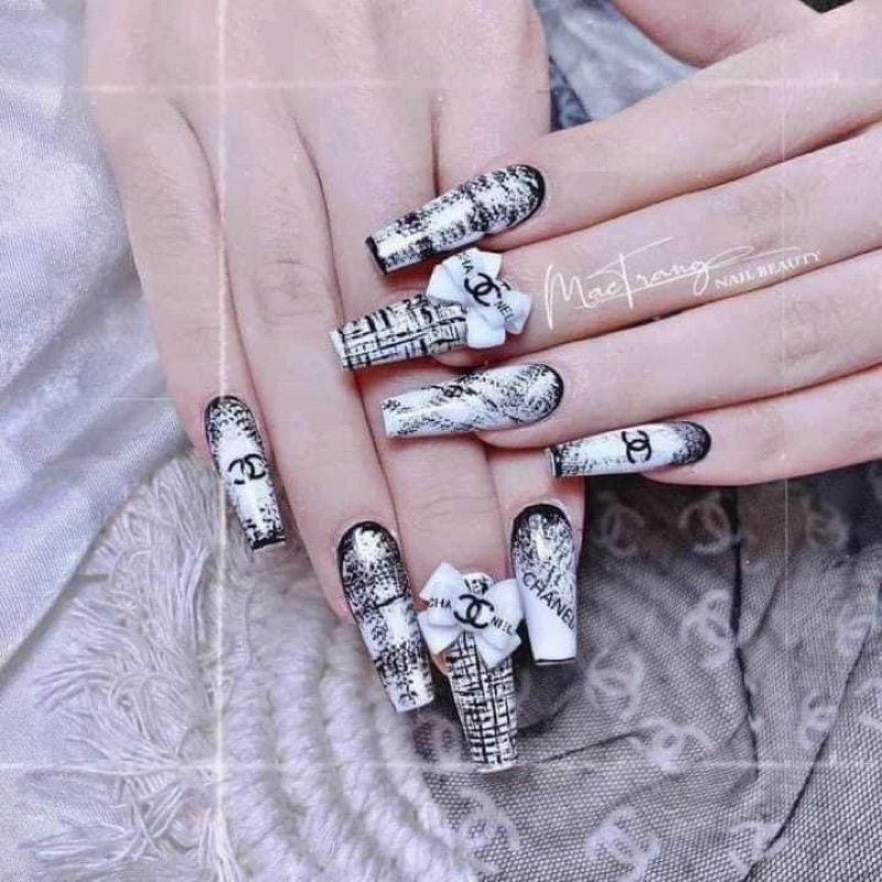 Nơ trắng làm nails nơ bột làm móng. hoa bột nails