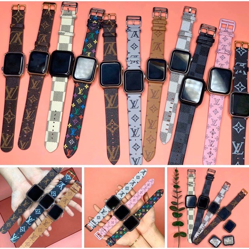 Dây đeo Lv Apple Watch Strap 38/40mm 42/44mm thiết kế thời trang bằng da mềm bền cho iWatch Series SE 6/5/4/3/2/1