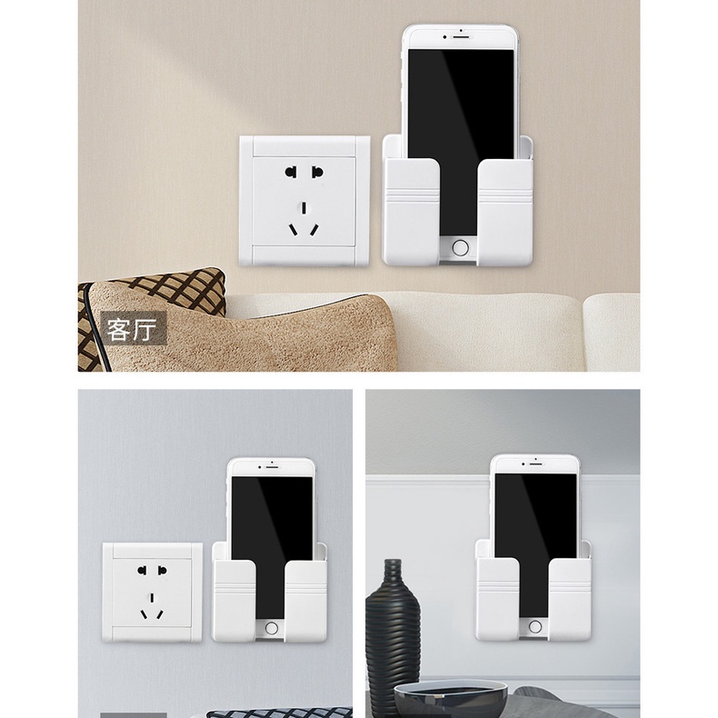 Combo Kệ dán tường để remote,giá đỡ sạc điện thoại hình chữ nhật DS87 Shalla