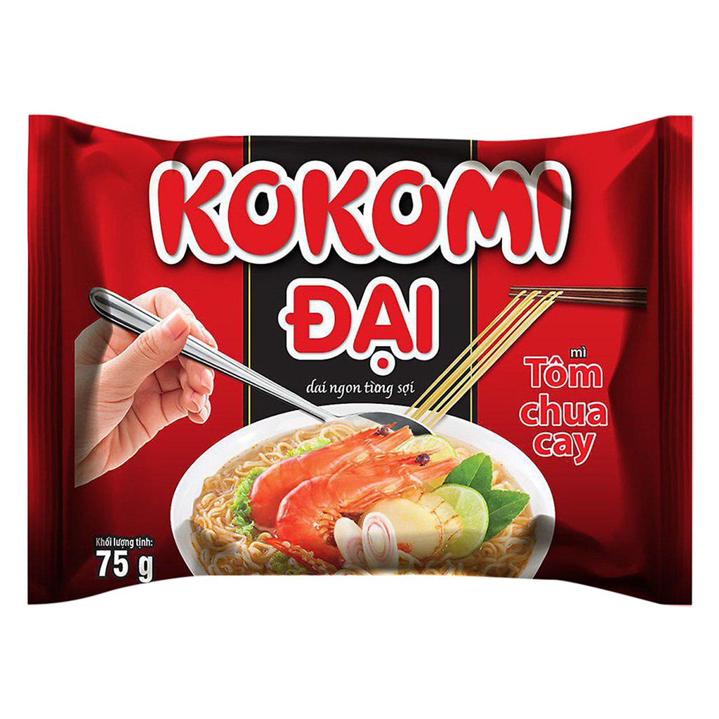 Thùng 30 Gói Mì Kokomi Đại Tôm Chua Cay (75g / Gói)