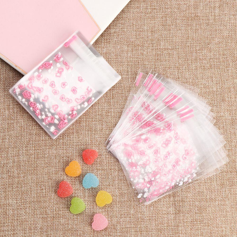 FASHYUNER Set 100 Túi Nhựa OPP Đựng Bánh Kẹo In Họa Tiết Hoạt Hình Dễ Thương Có Keo Dán Tiện Dụng