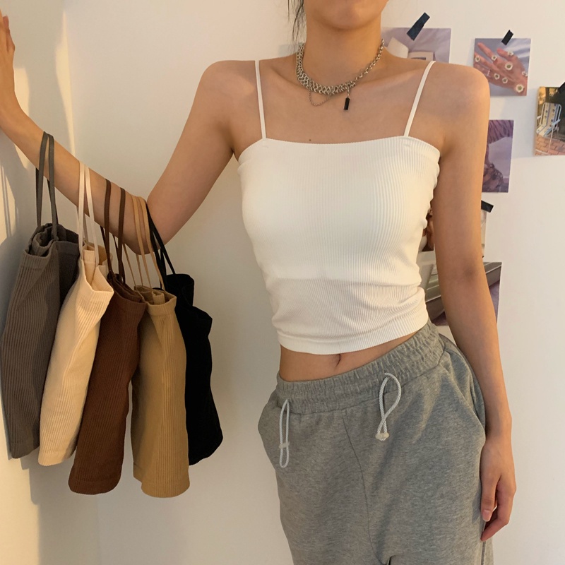 Áo hai dây màu trơn có mút đệm ngực 47271