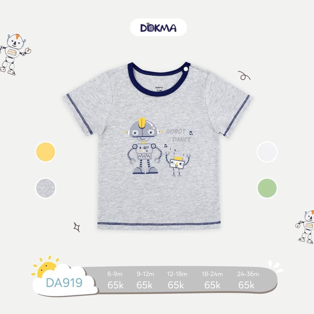 Dokma_ Áo cộc tay cài vai chất mềm mại cho bé