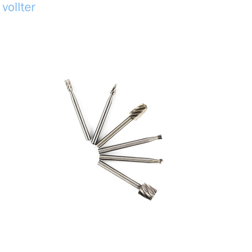 VOLL 6PCS HSS Rotary Multi Tool Burr Routing Router Bit Mill Cutter Attachment Compatible for Dremel