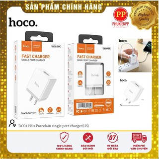 Cốc sạc, củ sạc hoco dc01 plus 1 cổng 5v-2.4a chống cháy bảo vệ dòng quá tải