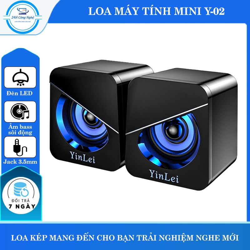 Loa máy tính mini Y-02 âm bass sâu lắng, có đèn LED RGB , dung lượng pin 2000mAh chống nước IPX6 - K1325