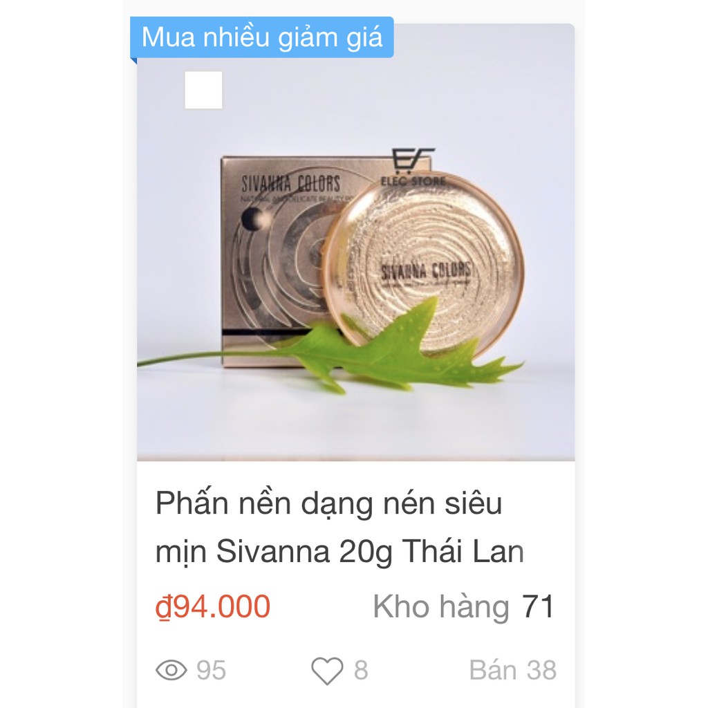 Phấn nền dạng nén siêu mịn Sivanna 20g Thái Lan