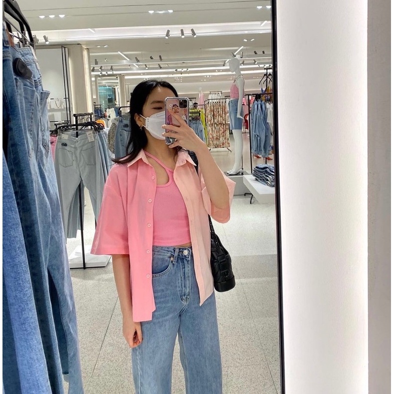 Sơmi 2Line ngắn tay Hồng Baby và Xanh Cây Thông Noel chất thô nhung dày đứng form