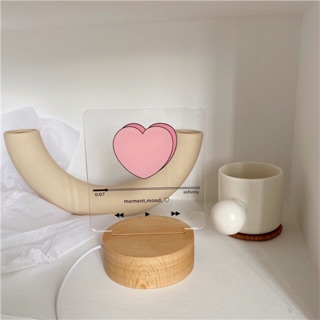 Đèn led trái tim đế gỗ moment, mood, ❤️- Décor nhà Sò