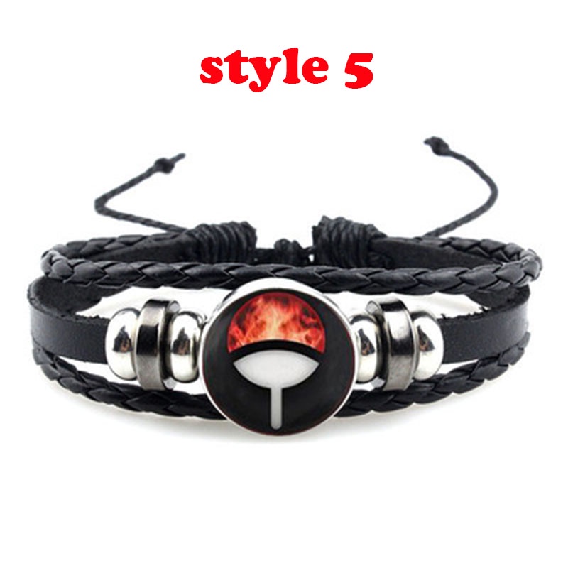 Vòng tay bằng da họa tiết Naruto Akatsuki Sharingan Uchiha Itachi Kakashi