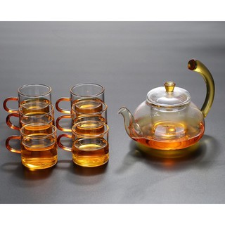Bình trà có lõi lọc, thủy tinh chịu nhiệt, quai lửng 600ml