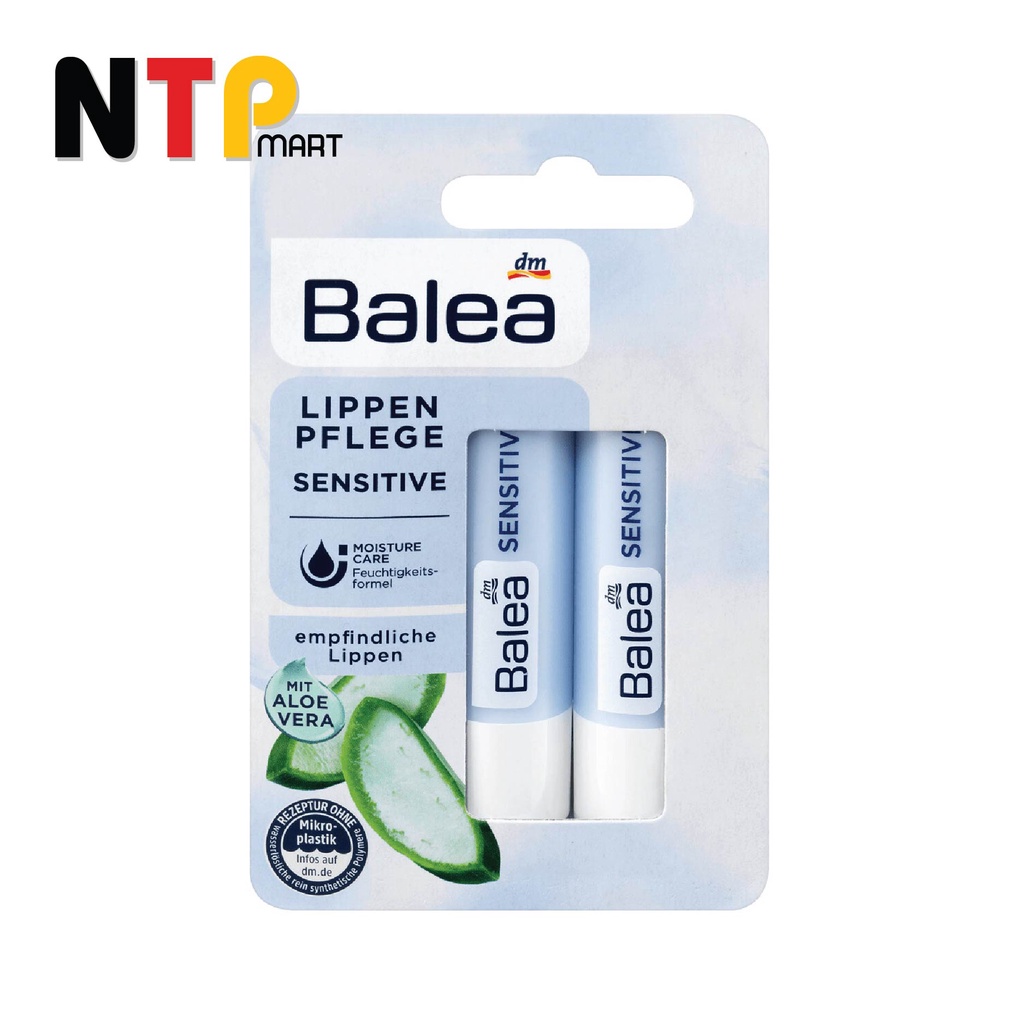Son dưỡng môi Balea Lippenpflege Sensitive dưỡng ẩm hương lô hội cho môi nhạy cảm nhập khẩu Đức