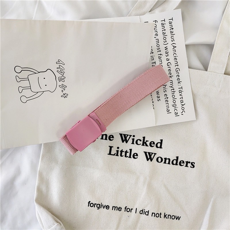 [Spot] Thắt Lưng Vải Canvas Khóa Sắt Tự Động Thời Trang Cho Học Sinh