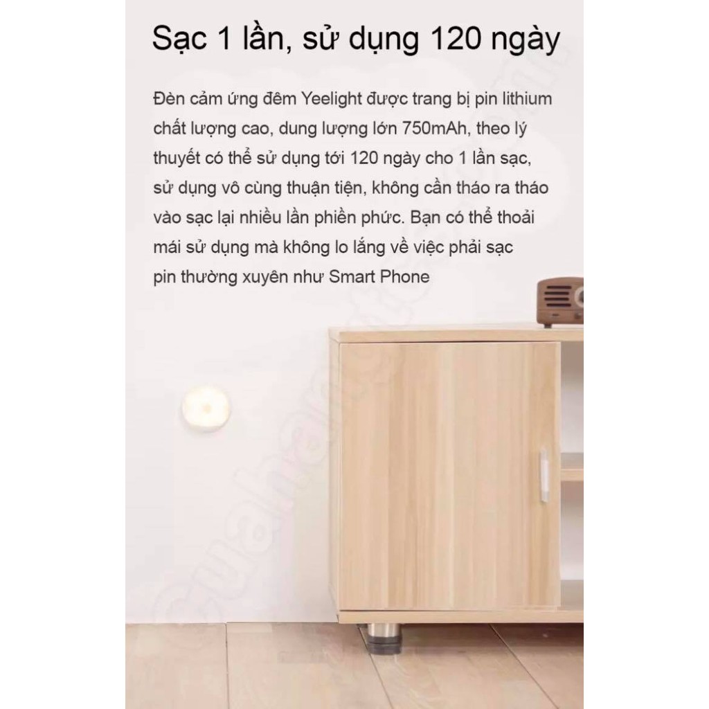 Đèn ngủ cảm ứng chuyển động đêm, thông minh dán tường Xiaomi Yeelight, pin sạc 120 ngày/lần sạc, YLYD01YL, SHS Vietnam