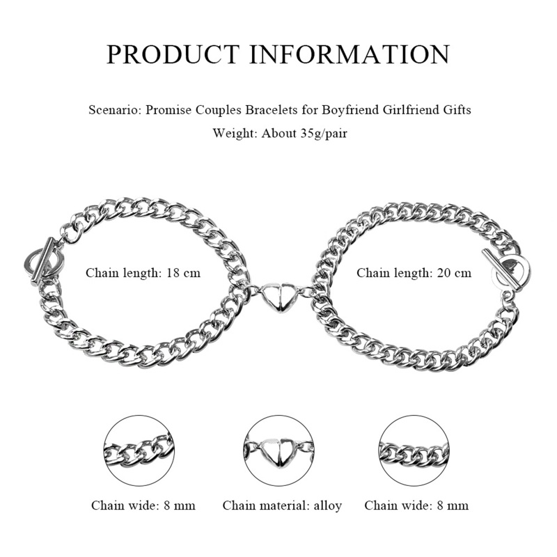 Set 2 vòng tay chuỗi hạt/ trái tim đính nam châm cho cặp đôi