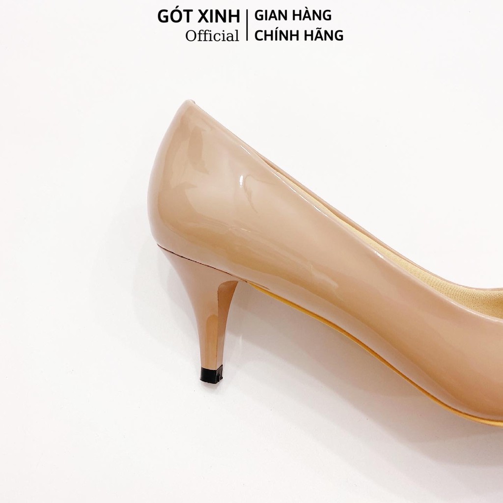 Giày cao gót nữ 5cm và 9cm GÓT XINH G16 màu kem da cao cấp đế