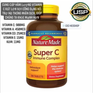 Viên uống C bảo vệ tăng cường hệ thống miễn dịch Super C Immune Complex 200 viên.