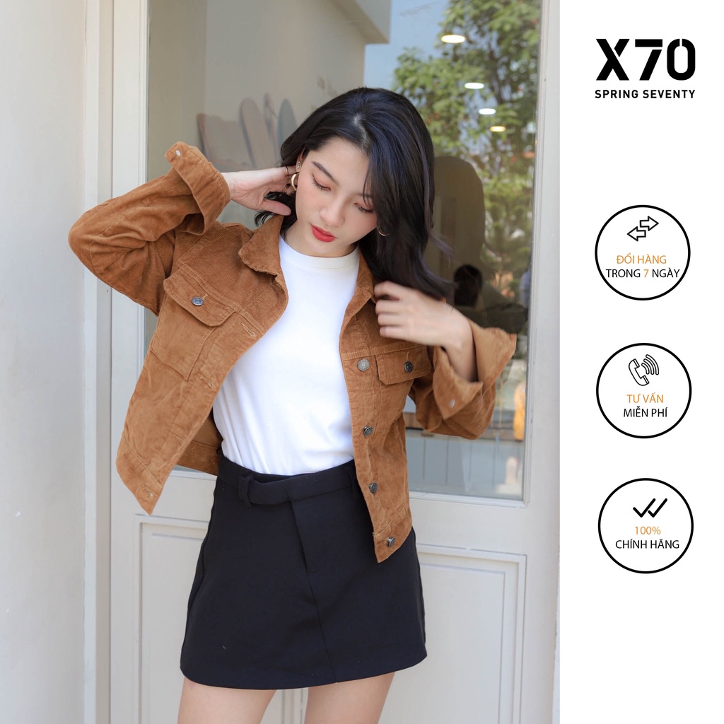 Áo Khoác Jean Nữ Nhung Tăm Thiết Kế Có Túi Thời Trang X70 - 02560002