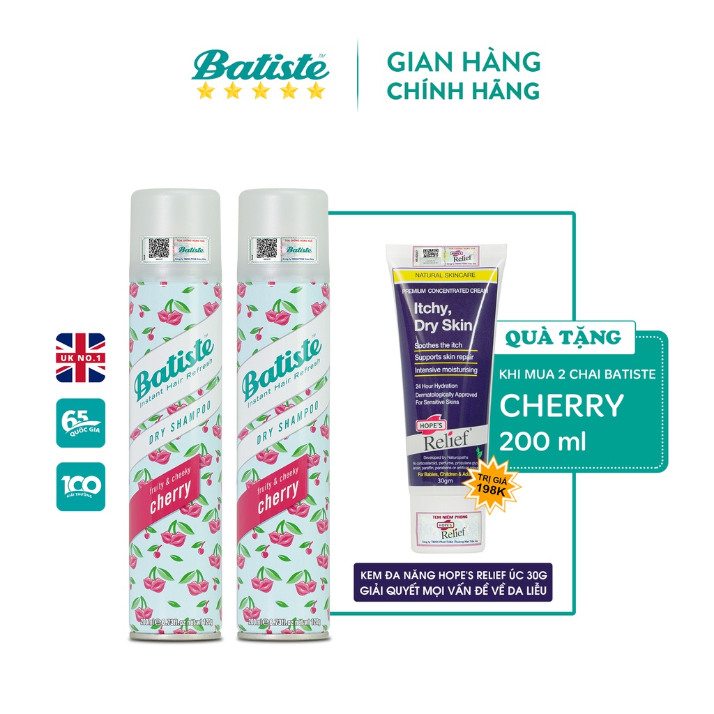 [Mua 2Tặng1] Mua 2 Dầu Gội Khô Batiste Hương Hoa Anh Đào Cho Tóc Hết Bết Dính,Làm Phồng Chân Tóc Tức Thì Siêu Tiết Kiệm