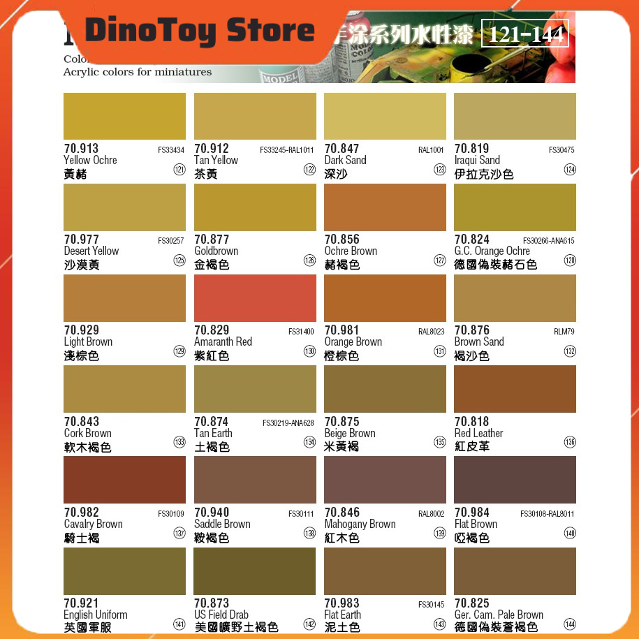 Sơn AV Vallejo model color từ 1 - 168 mã màu