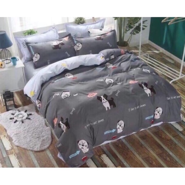 Vỏ ga gối poly chó xám