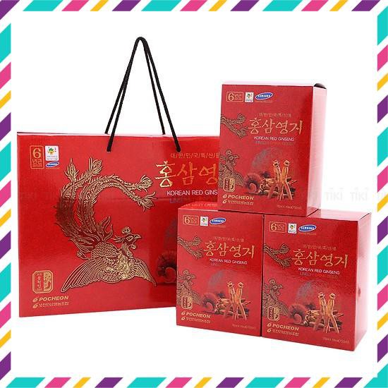 Nước hồng sâm linh chi Hàn Quốc Pocheon xách 30 gói