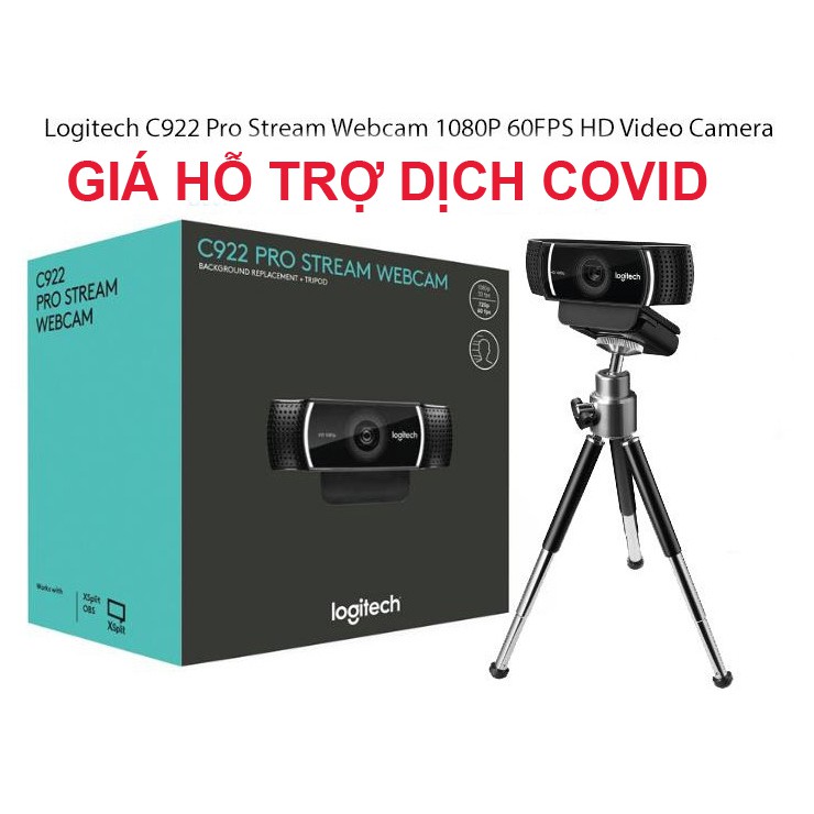 Webcam Logitech C922 Pro Stream full HD, tặng chân, phần mềm bản quyền Xsplit, check bảo hành chính hãng theo seri ...