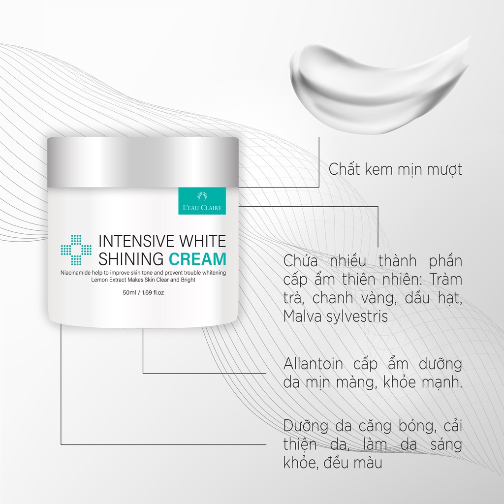Kem dưỡng ẩm trắng da L'eau Claire Intensive White Shining Cream 50ml