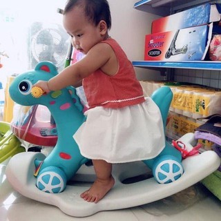 Ngựa bập bênh cho bé có đèn có nhạc có bánh xe 0 TD_SHOP