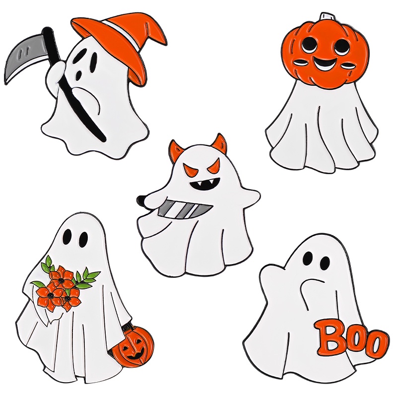 Ghim cài áo Qihe Jewelry hình bí ngô phong cách halloween