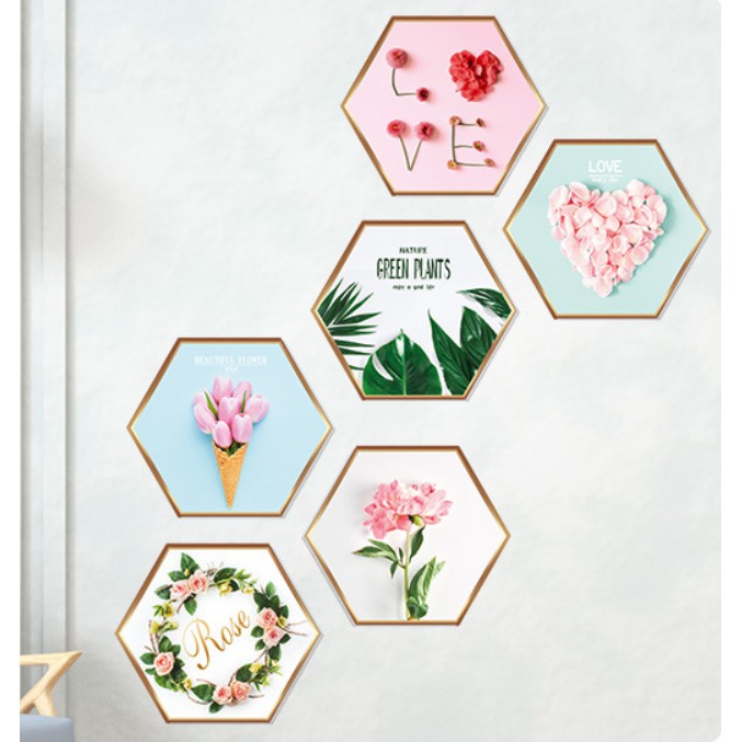 Decal dán tường 6 Khung tranh hoa hồng mẫu mới