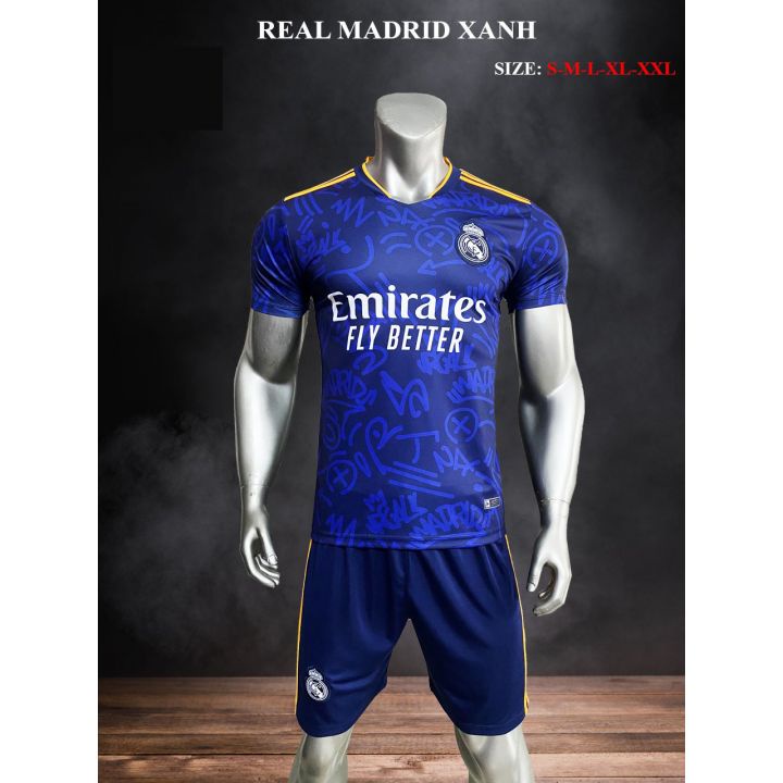 Bộ Áo Đấu Real mùa giải 2021-2022 màu Xanh