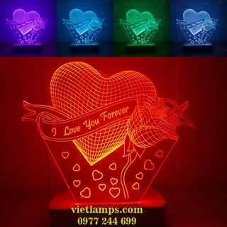 ĐÈN LED 3D TRÁI TIM VÀ HOA