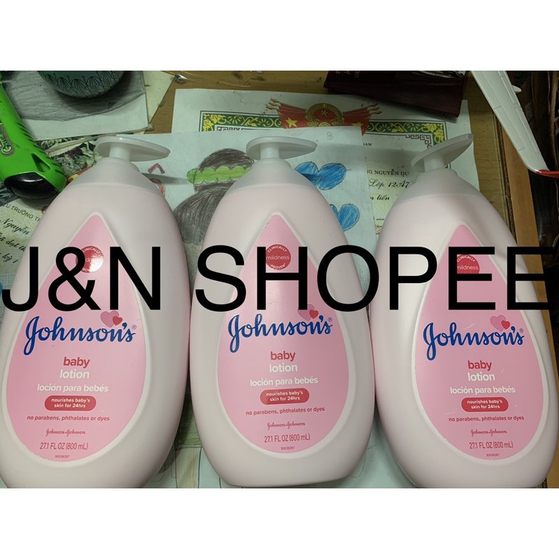 ]🇺🇸]800ml-KEM DƯỠNG DA CHO BÉ Johnson's Moisturizing Pink Baby Lotion with Coconut OiL