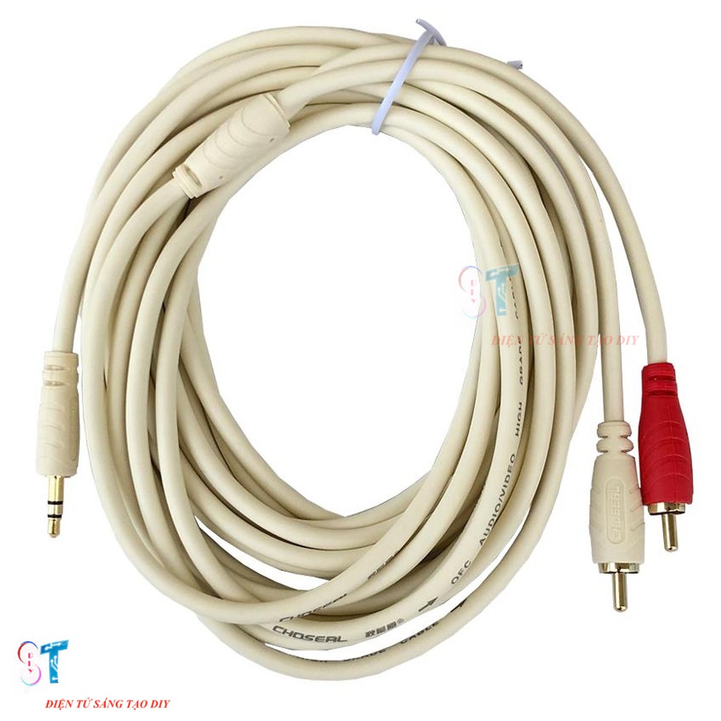 Dây Cáp Tín Hiệu 1 Đầu 3.5mm Ra 2 Đầu AV (Hoa Sen)