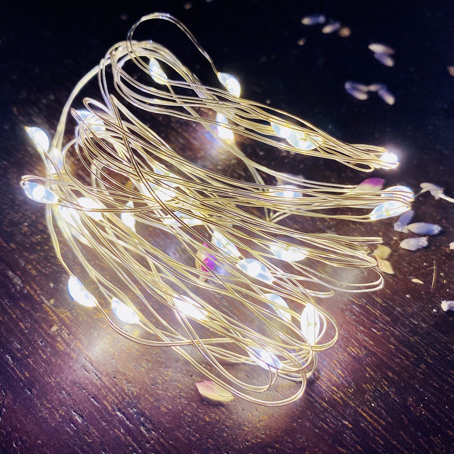 (Tặng Kèm Pin AA) Dây Đèn Led Trang Trí Đom Đóm 3 Mét 30 Bóng Mini Chipsbling Fairy Light, Màu Vàng Nắng Không Chớp