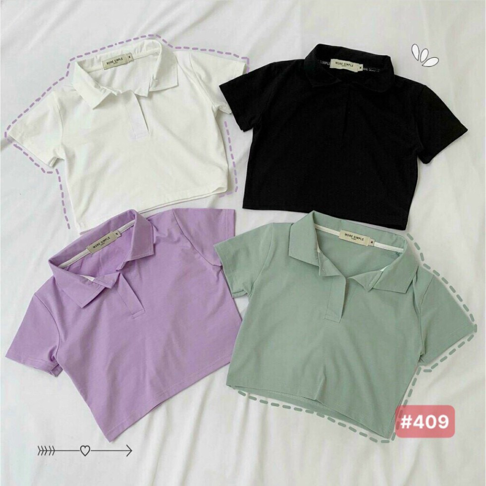 Áo Croptop Polo Basic CT14 chất thun dày dặn mềm mại kiểu dáng Ulzzang