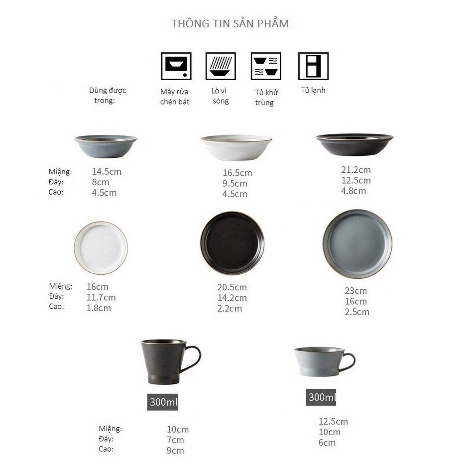 Bát đĩa cốc ăn sáng Morandi men matte lì cao cấp cho nhà hàng