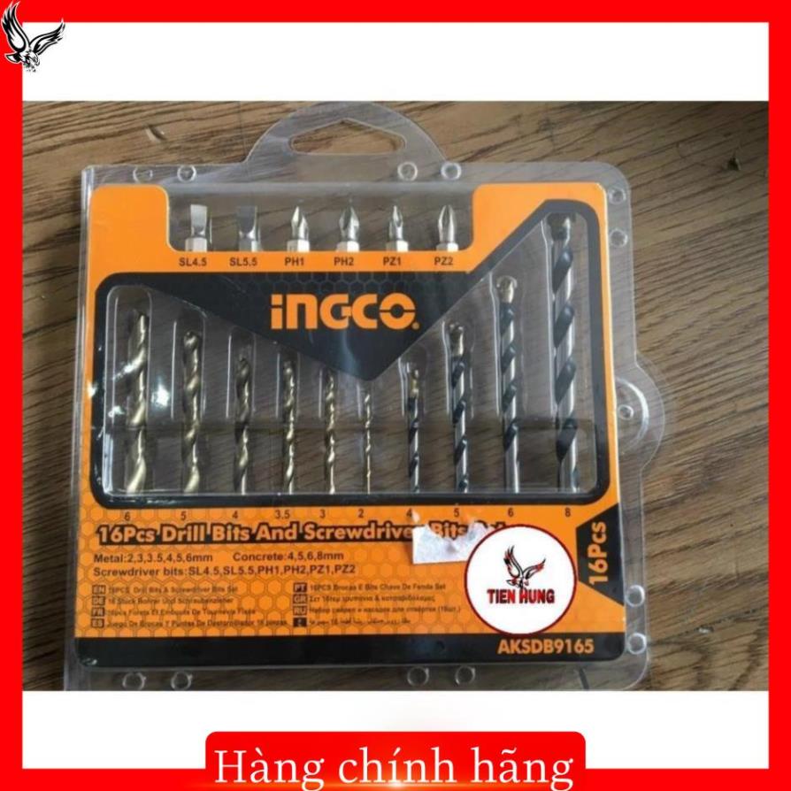 Bộ 16 mũi khoan kim loại và mũi bắt vít INGCO AKSDB9165