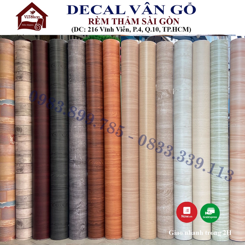 Hỏa tốc -Giấy decal dán tường giả vân gỗ dán bàn tủ chống nước, có sẵn keo đẹp giá rẻ