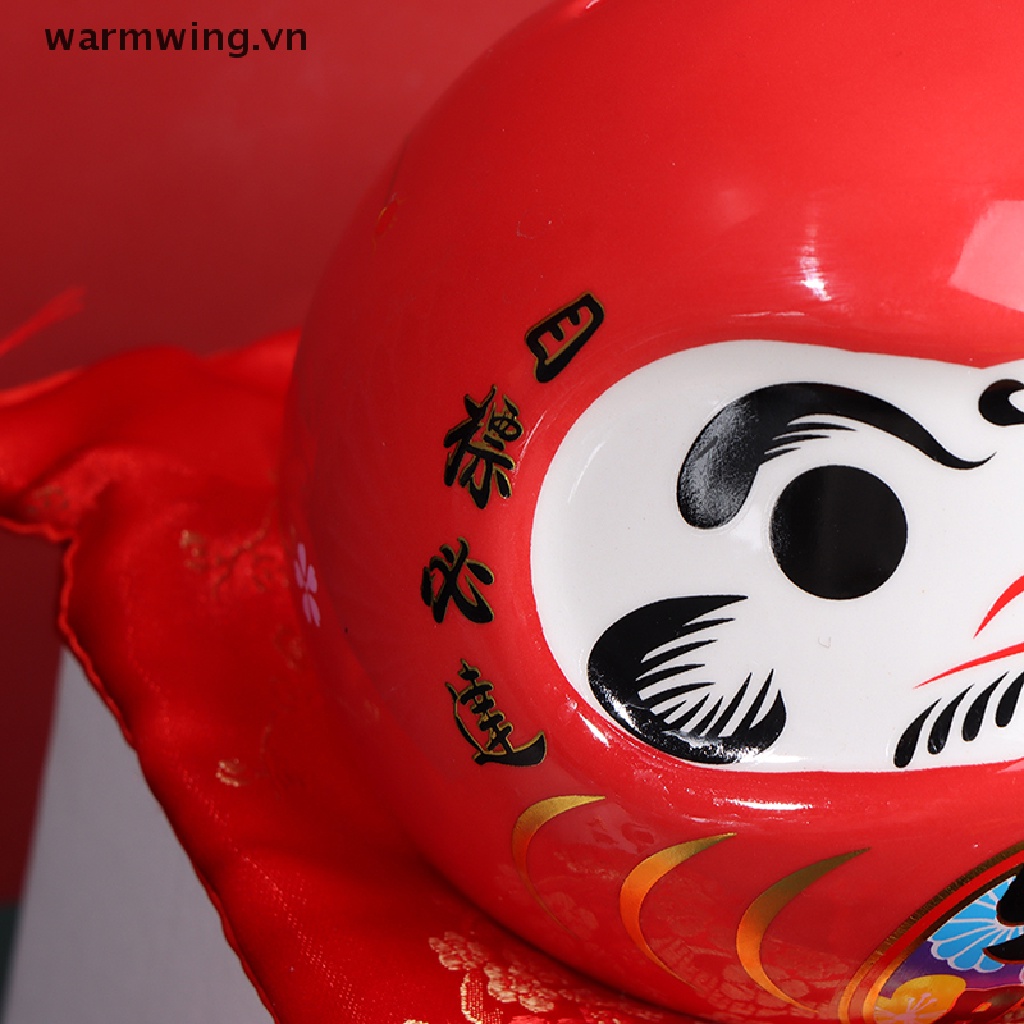 Ống heo tiết kiệm hình búp bê Daruma may mắn bằng gốm Nhật Bản