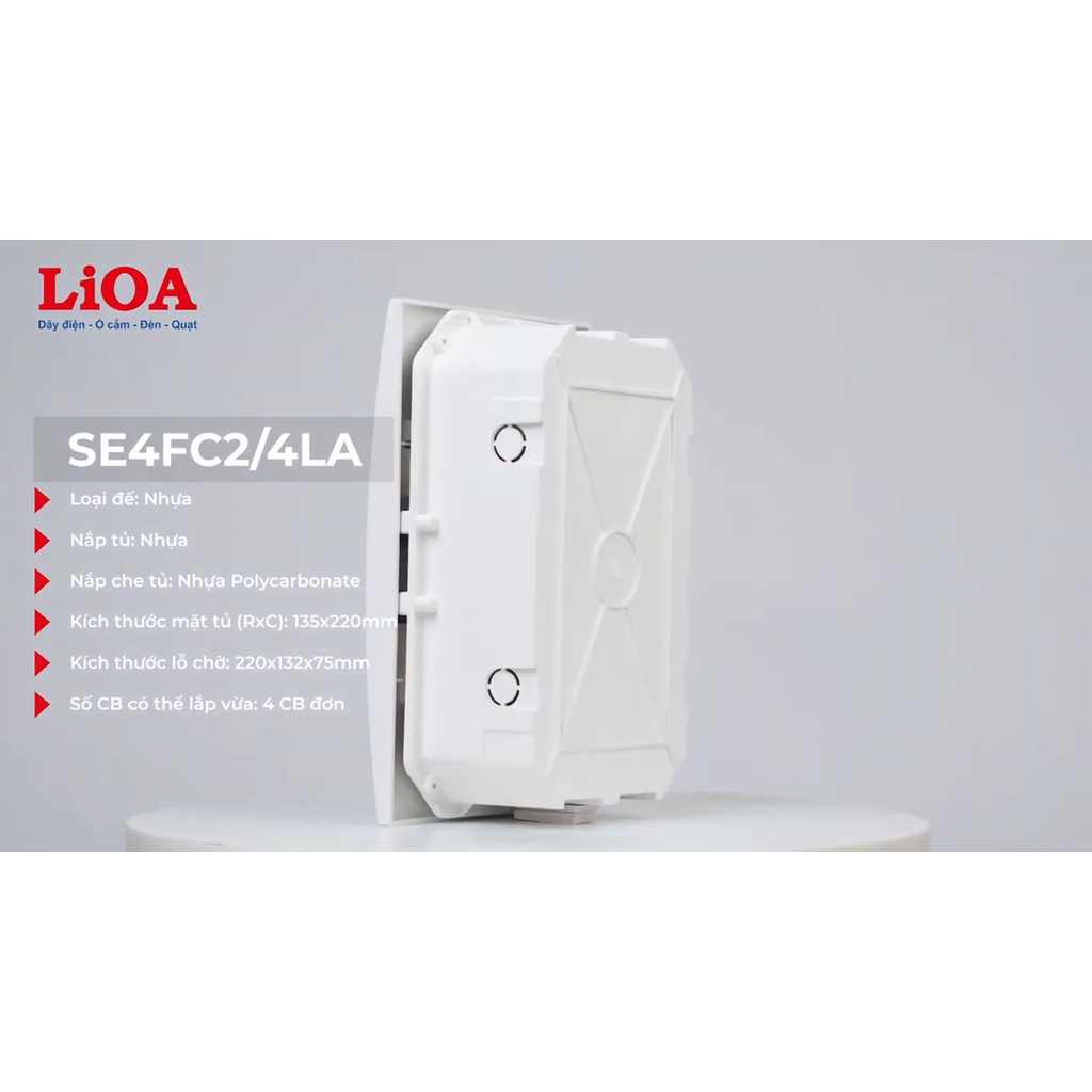 Tủ điện LiOA đế nhựa dùng cho MCB, MCCB, RCBO chứa 2 đến 4 aptomat