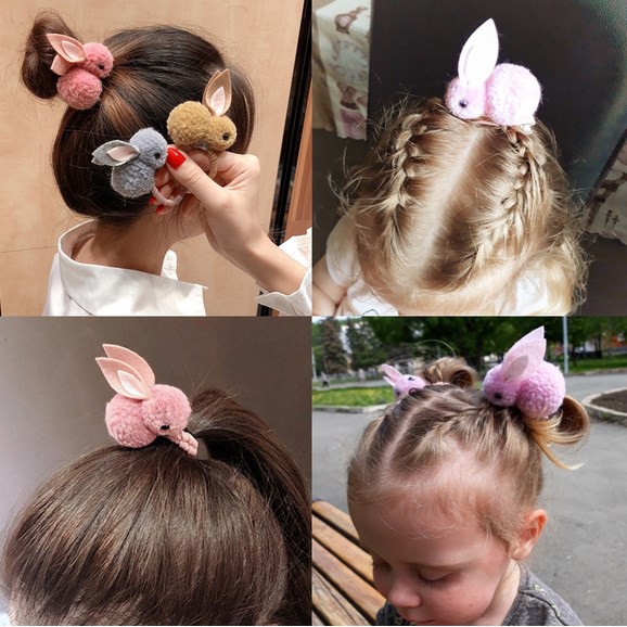 1 Dây Cột Tóc Co Giãn Hình Thỏ Dễ Thương