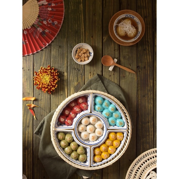 Khay Sứ Đựng Thức Ăn Cơm Phần Bánh kẹo Tết Set Khay Mây Sứ Hoạ Tiết Gốm Bát tràng Vẽ Tay Nhiều Họa Tiết