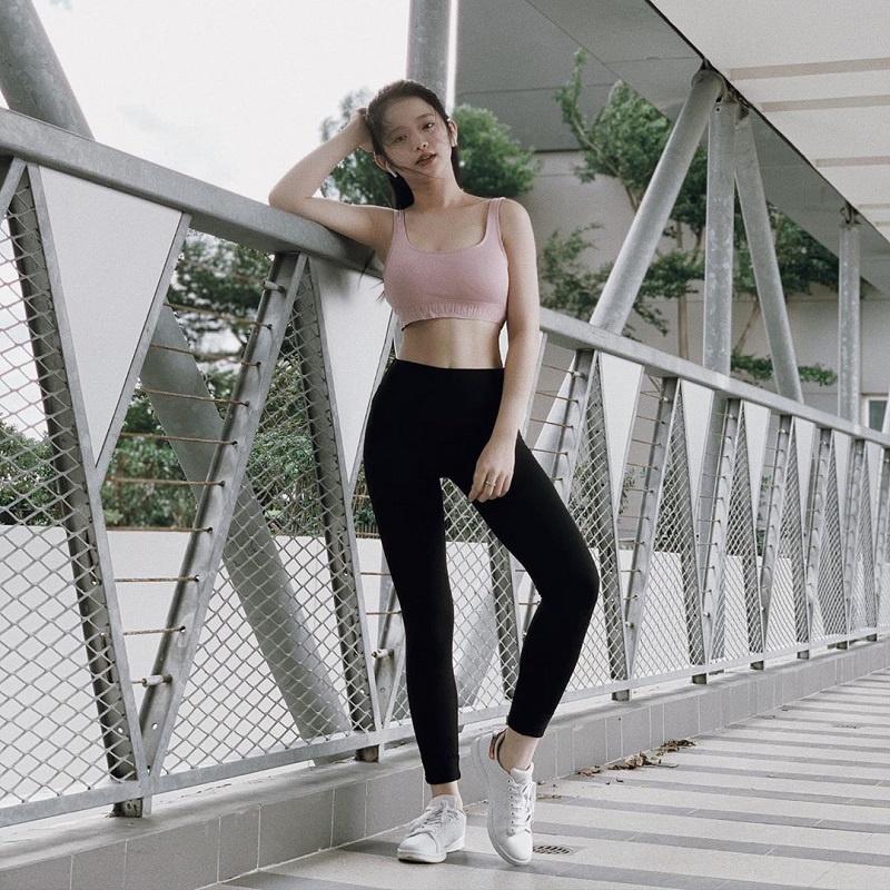 Quần legging nữ dài đẹp vải thun cotton co giãn ôm bó, Quần tregging nữ dài tập gym lưng cạp cao nâng mông Geleva LEG521