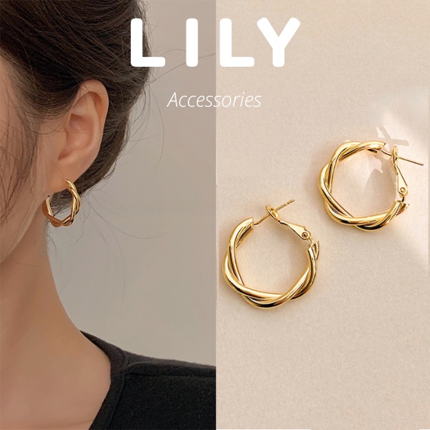 Bông Tai Nữ Dáng Tròn, Khuyên Tai Nữ Dạng Xoắn Cá Tính LILY STORE VIP