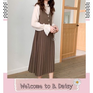 Váy yếm xếp li vintage hàn quốc (có ảnh thật)