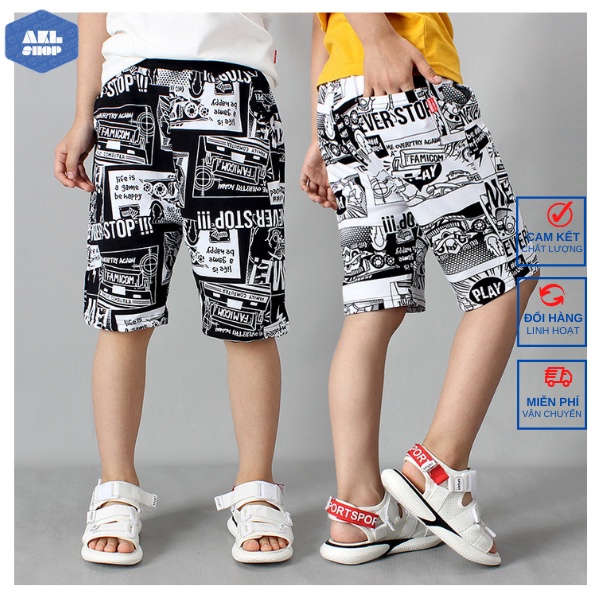 Quần sooc bé trai size đại 23kg đến 42kg hãng AKL, quần đùi bé trai xuất khẩu 5 đến 14 tuổi phong cách Hàn Quốc