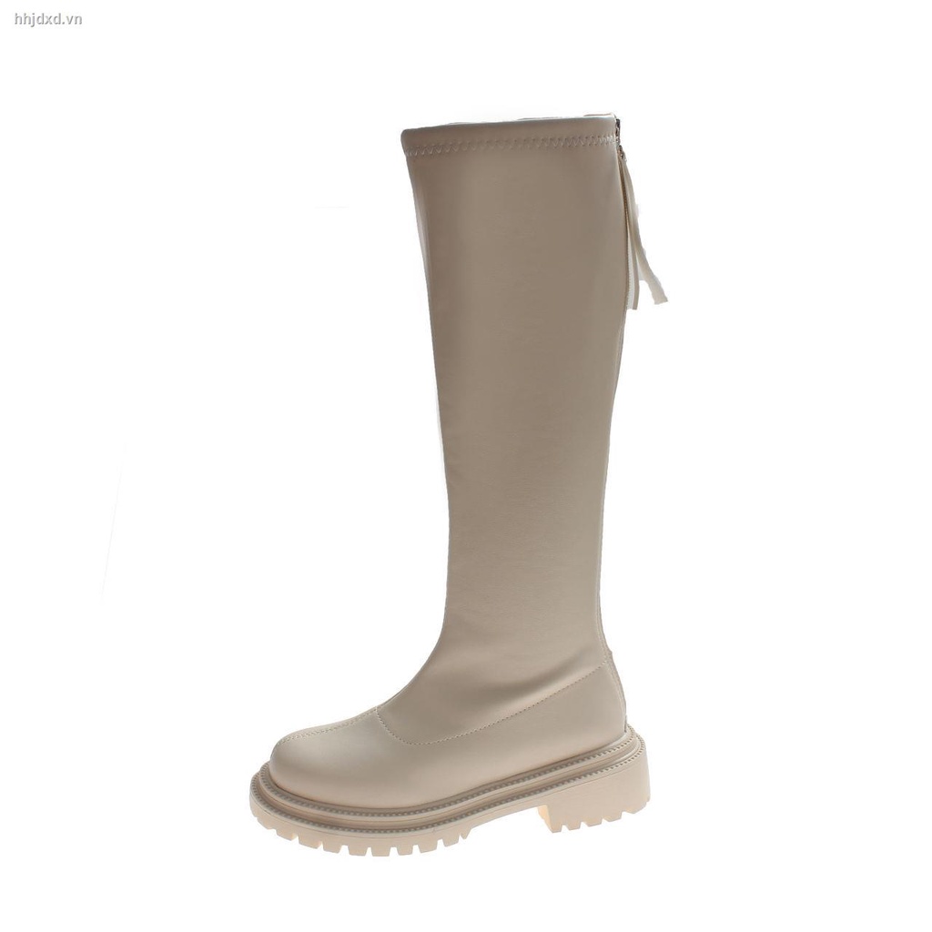 Giày bốt cổ cao đế thô chống trượt thời trang mùa xuân thu 2021 sành điệu cho nữ