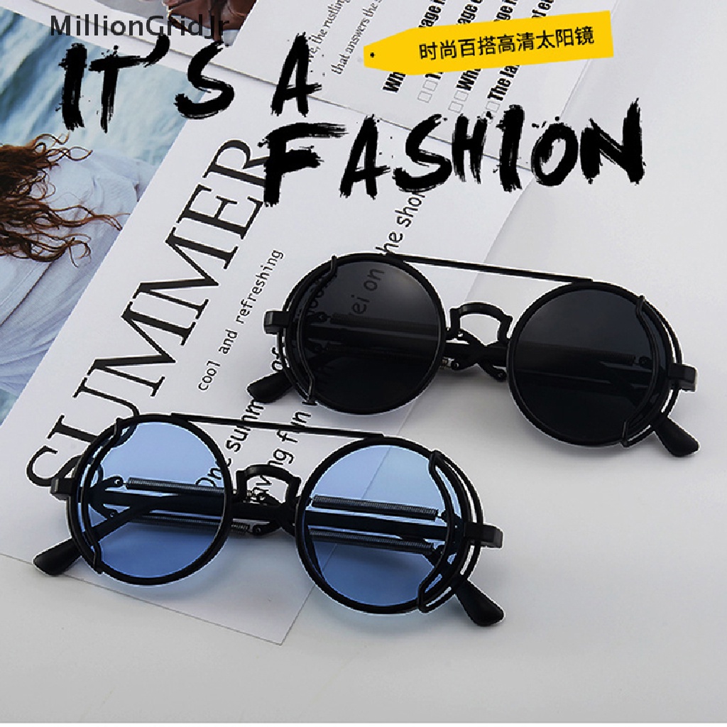 MLG Punk Steampunk Sunglasses Retro Men's Round Punk Eyewear Women UV400 Sunglasses JR